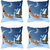 meSleep Blue Christmas House   Digitally Printed Cushion Cover (16x16)-Set Of 4