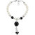 Pearlz Ocean White Fresh Water Pearl, Black Agate And Black Jade Bracelet For Girls