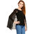 Cattleya Solid Sleeveless Round Neck Top with Back Cape In Black
