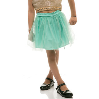 Buy Rimsha light green net gathered skirt for kids Online @ ₹599 from ...