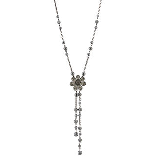 black metal long chain with pendant