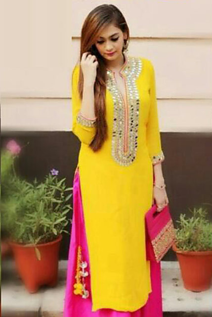Yellow Leheriya Anarkali Suit Set