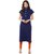 Janasya Blue Plain Crepe Stitched Kurti