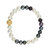Pearlz Ocean White, Golden And Black Stretchable 7.5 Inches Pearl Bracelet For Women