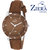 Ziera Round Dial Brown Analog Watch For Women-Zr8012