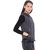 Campus Sutra Grey Solid Cotton Hooded Jacket For Women