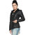 Campus Sutra Black Solid Nylon Jacket For Women