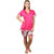 RJ Satin Women Free Size Top  Shorts Set-Pink  White