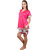 RJ Satin Women Free Size Top  Shorts Set-Pink  White
