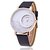 Round Dial Black Leather Strap Women Quartz Watch