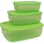 Sukhson India Microwave Safe Steam-Vent Reheat Storage Containers with Green Lid (Set of 3)