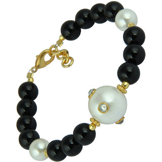                       Pearlz Ocean Black Onyx And White Shell Pearl Bracelet                                              