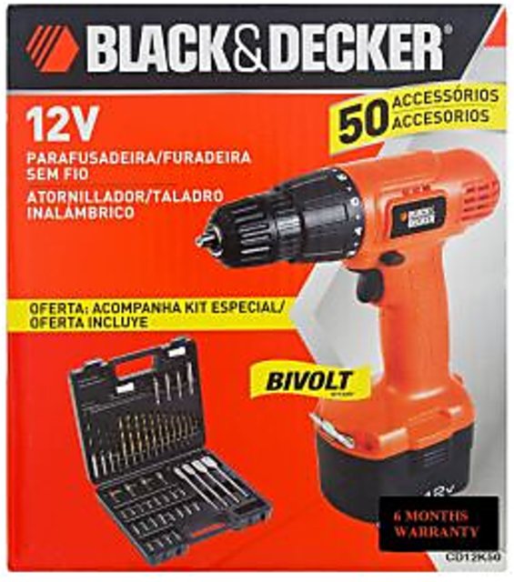 CD121K50 12-Volt Cordless Drill/Driver with Keyless Chuck and 50  Accessories Kit