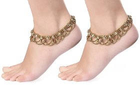 Dipali Gold Plated Gold Alloy Anklets For Women