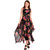 Westrobe Women's Black Floral Georgette Zig Zag Length Long Dress