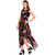 Westrobe Women's Black Floral Georgette Zig Zag Length Long Dress
