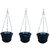 Hanging Planter with Metal Chain and Base Plate (Black, 3 Qty) - Minerva Naturals