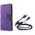 Mercury Wallet Flip Cover Case Micromax Canvas 2.2  A114  (PURPLE) With Genuine USB Charging Data Cable