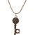Grandiose Unisex Oxidized Gold Plated Chain with Ancient Key and Good Luck Ch...