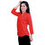 Magrace Womens Red Rayon Designer Top With 3/4Th Sleeves