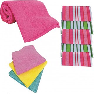 Combo Of 1 Bath Towel + 5 Face Towel + 5 Hand Towel