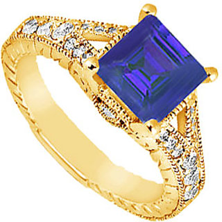 Wonderful Sapphire And Diamond Engagement Ring In 14K Yellow Gold