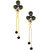 Shining Jewel Black Floral Designer Party Earring with Tassles (SJ418)