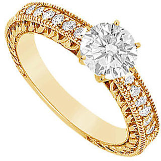 Lovebrightjewelry 14K Yellow Gold & Diamond Engagement Ring-0.75 Ct