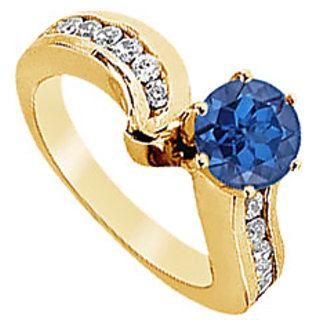 Lovebrightjewelry 14K Yellow Gold Sapphire & Diamond Stylish Engagement Ring