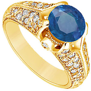 Lovebrightjewelry 14K Yellow Gold Sapphire & Diamond Angelic Engagement Ring
