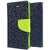 SCHOFIC Mercury Goospery Fancy Wallet Diary with Stand View Faux Leather Flip Cover for Micromax Canvas 2 / Canvas 2 Plus A110 /A110Q (Blue  Green)