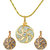 Glitters 24 Ct Gold Plated Imported Pendant Sets With Earrings For Women