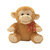 Ultra Sitting Monkey with Red Bow Soft Toy 11 Inches - Brown