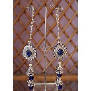 Kashmiri Blue Silver Jhumka Earrings