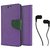 MERCURY Wallet Flip case Cover for Samsung Galaxy A5 (PURPLE) With Champ Earphone 3.5mm jack