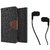 MERCURY Wallet Flip case Cover for HTC One M9 (BROWN) With Champ Earphone 3.5mm jack