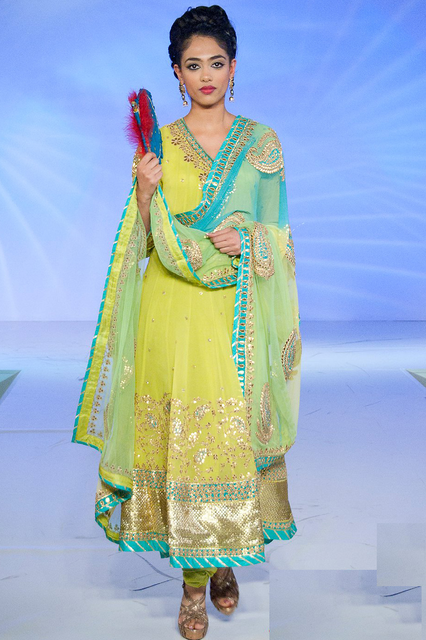 lemon yellow anarkali