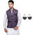 CALIBRO Men's Cotton PurpleNehru Jacket with Black Aviator sunglasses