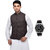 CALIBRO Men's Cotton Brown Nehru Jacket with Wrist  Watch