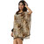Women's Batwing Sleeve V-Neck Brownish Wild Leopard Print Kaftan Swimwear Cover Up Dress