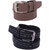 Calibro Men\'S Black-Brown Fux Leather Belt Combo CMFLB-1025