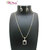 My Design Black AD Stone Brass Pendant Chain Set For Women And Girls