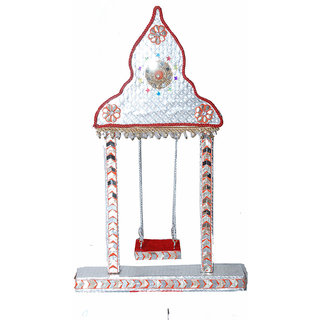                       Lutis Jhula beautiful hand made silver colour Wooden Swing                                              