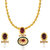 Traditional Gold plated Red Oval Kundan Necklace set with artificial pearl by Parisha Jewells NL707003