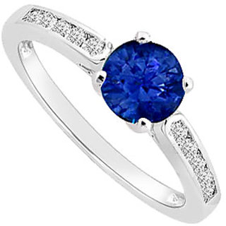Dazzling Sapphire And Diamond Engagement Ring With 14K White Gold Design 2
