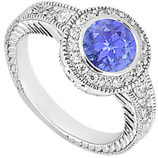 Ideal Tanzanite And Diamond Engagement Ring With 14K White Gold Design 1