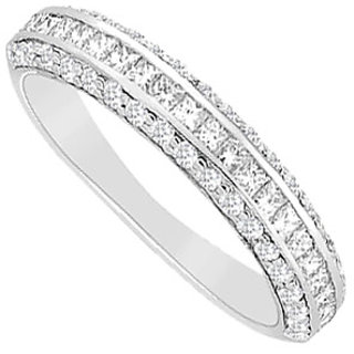 Pleasing Diamond Wedding Band With 14K White Gold Design 2