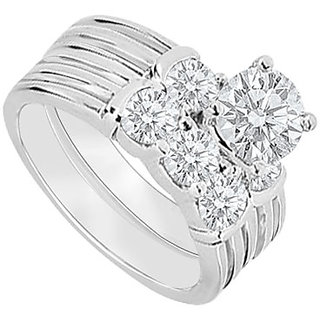 Pulchritudinous With 14K White Gold Diamond Engagement Ring With Wedding Band Set