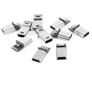 Buy 100 Pcs Mini USB 5 Pin Male Plug DIY SMT Connector Silver Tone Dark ...