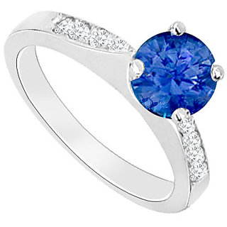 Sublime With 14K White Gold Sapphire And Diamond Engagement Ring